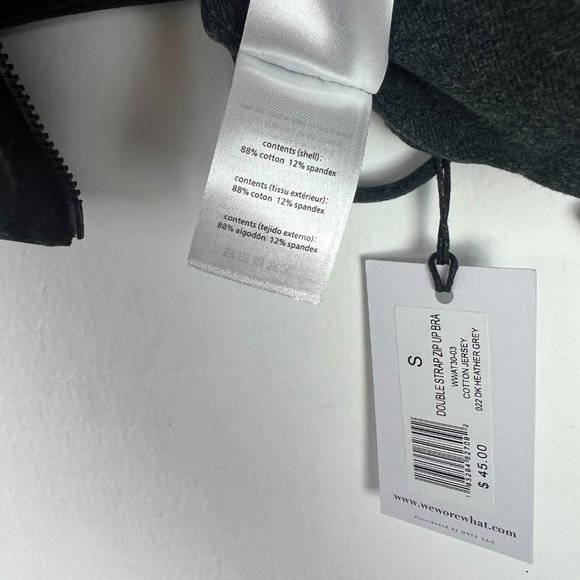 NWT WeWoreWhat Double Strap Zip Up Bra Dark Heather Grey Size Small S NEW - Picture 9 of 13
